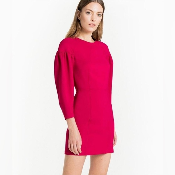 A.L.C Renton Magenta Puff Sleeve Sheath Mini Dress, Size 8 - Picture 2 of 11